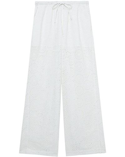 Sea Maeve Embroidered Cotton Trousers - White