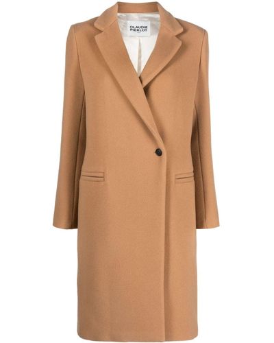 Claudie Pierlot Double-breasted Wool-blend Coat - Natural