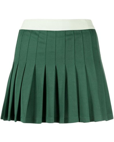 The Upside Logo-embroidered Pleated Miniskirt - Green