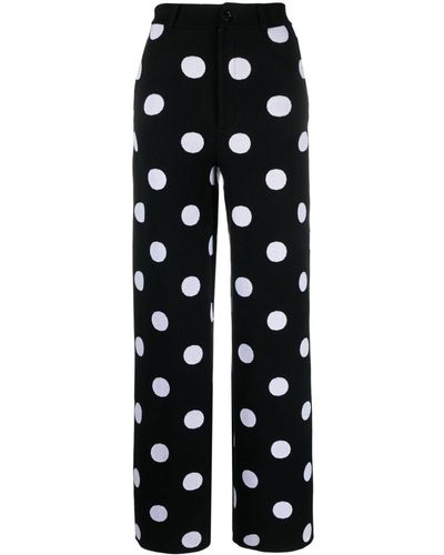 Marni Polka Dot-pattern Wide-leg Pants - Black