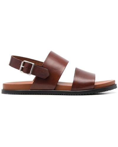 SCAROSSO Antonio Slingback Leather Sandals - Brown