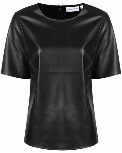 Calvin Klein アニマルフリーレザー Tシャツ - ブラック