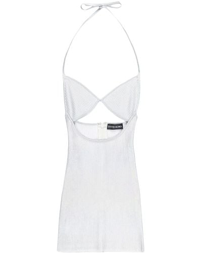 David Koma Cut-out Ribbed-knit Minidress - White