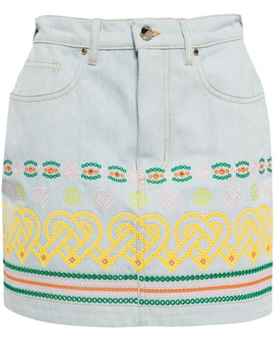 Casablancabrand Embroidered Cotton Mini Skirt - Grey