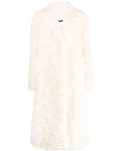 Jil Sander Notched-lapels Faux-fur Coat - White