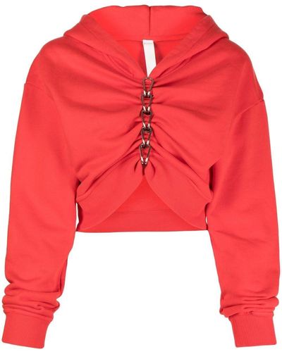Dion Lee Chain Front Cropped Hoodie - Red