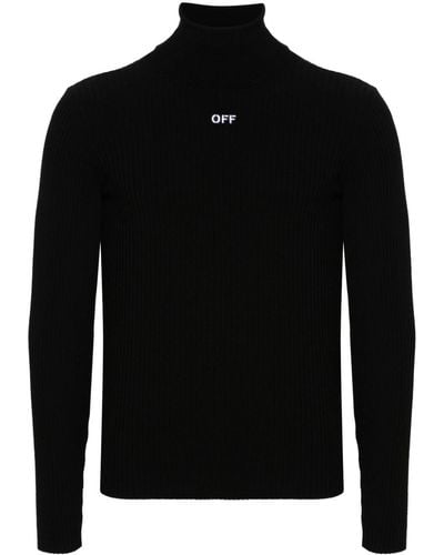 Off-White c/o Virgil Abloh Gerippter Pullover mit Logo-Patch - Schwarz