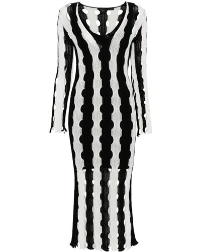 Pinko Striped Cut-out Maxi Dress - Black