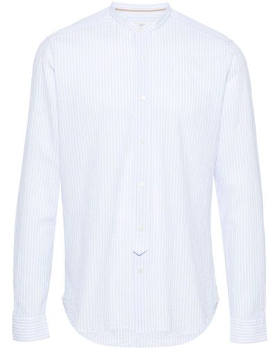 Tintoria Mattei 954 Band-collar Seersucker Shirt - White