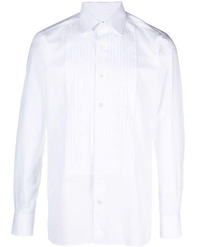 Tom Ford Chemise en coton à détails plissés - Blanc