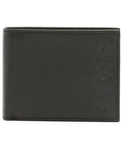 BOSS Logo-deed Bi-fold Wallet - Gray