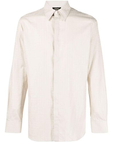 Fendi Ff-pattern Long-sleeve Shirt - Natural