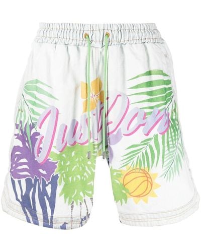 Just Don Graphic-logo Print Shorts - White