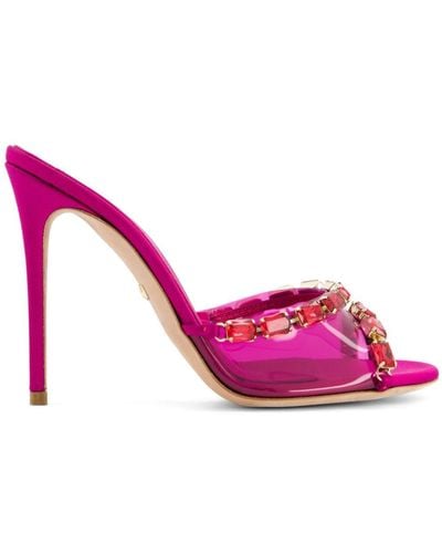 Giambattista Valli 90mm Crystal-embellished Leather Mules - Pink