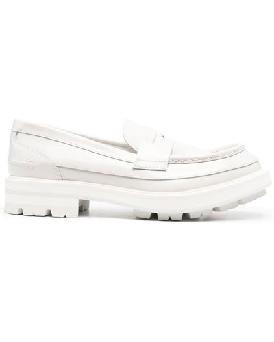 Alexander McQueen Ridged-sole Penny Loafers - White