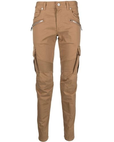 Balmain Pantalones ajustados con detalle de cremalleras - Neutro