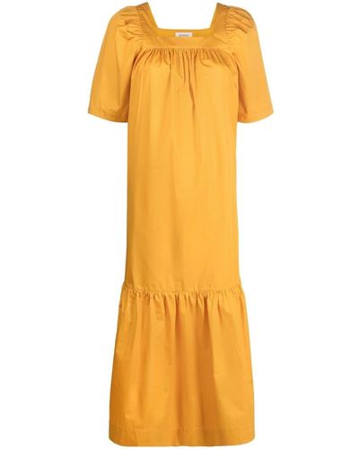 Rodebjer Ruched Short-sleeved Maxi Dress - Orange