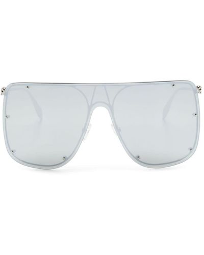 Alexander McQueen Skull-appliqué Shield-frame Sunglasses - Grey
