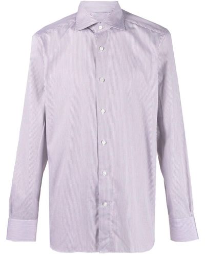 Zegna Striped Cotton Shirt - Purple