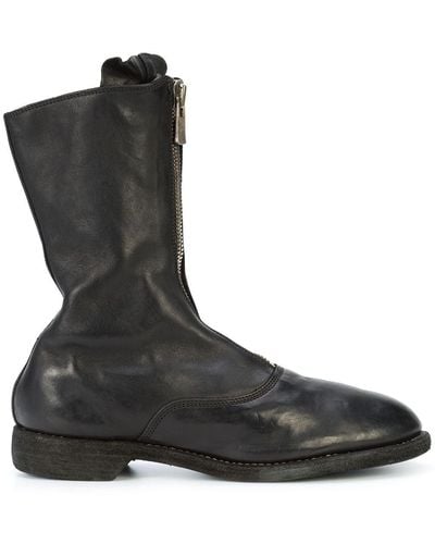 Guidi Women 310 Front Zip Military Boots - Black
