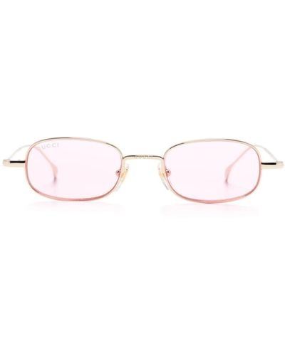 Gucci Ovale Sonnenbrille mit Logo-Gravur - Pink