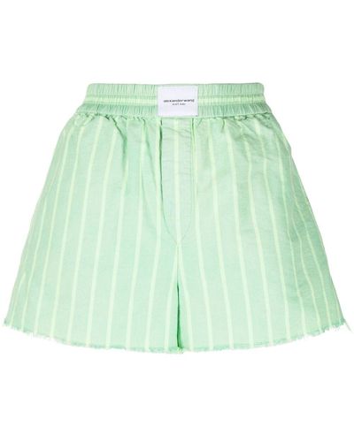 Alexander Wang Logo-patch Striped Shorts - Green