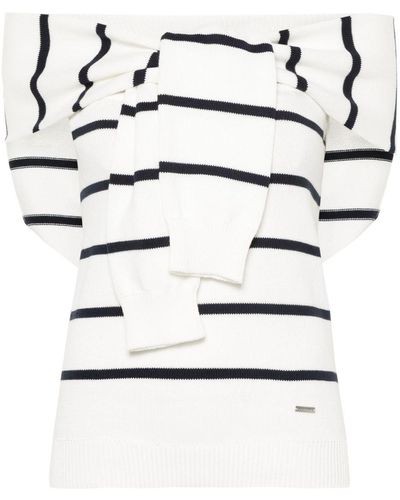 DSquared² Decorative-sleeves Striped Top - White
