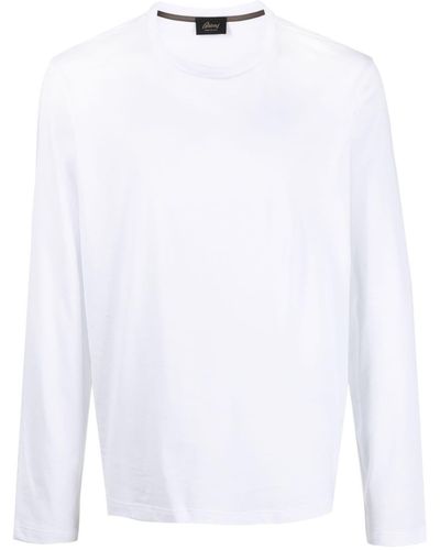 Brioni T-shirt en coton à manches longues - Blanc