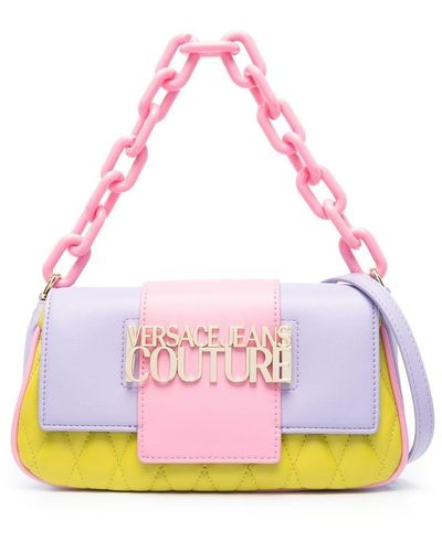 Versace Logo-plaque Colour-block Shoulder Bag - Pink