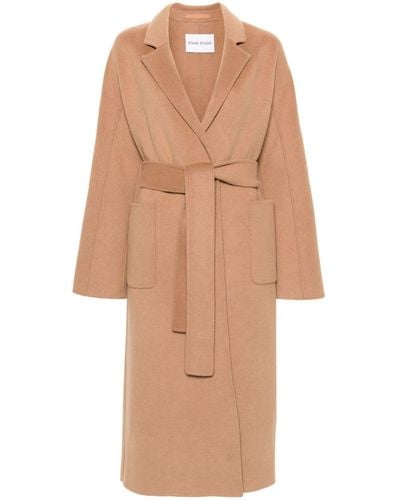 Stand Studio Belted Wool-blend Coat - Natural