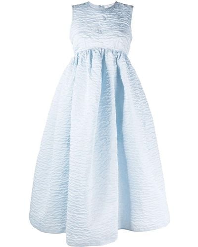 Cecilie Bahnsen Robe mi-longue Soleil à design sans manches - Bleu