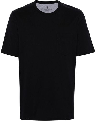 Brunello Cucinelli Chest-Pocket Cotton T-Shirt - Black