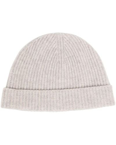 N.Peal Cashmere Ribbed-knit Cashmere Beanie - Natural