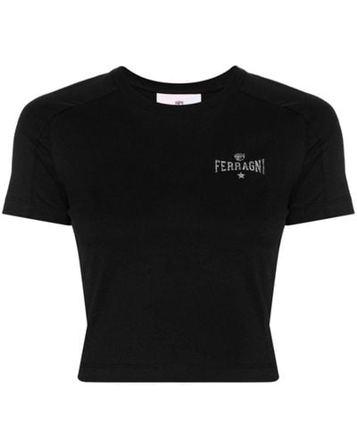 Chiara Ferragni Eyelike-motif Cropped T-shirt - Black