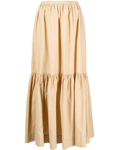 Ganni Flounce Tiered Organic Cotton Skirt - Natural
