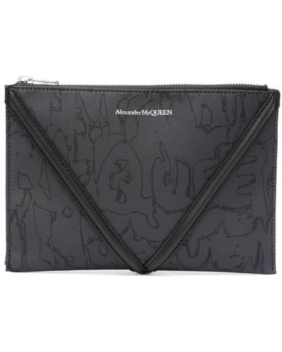Alexander McQueen Logo-print Clutch Bag - Gray