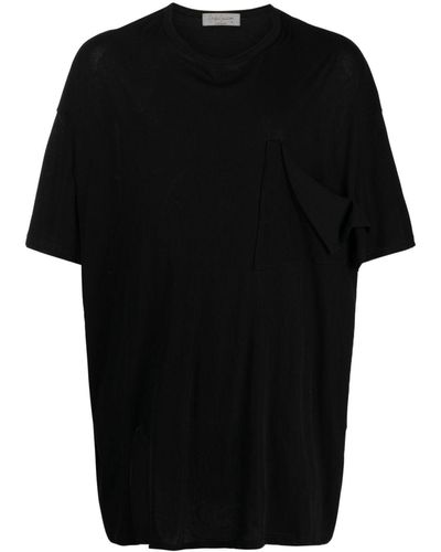 Yohji Yamamoto T-shirt Met Ronde Hals - Zwart
