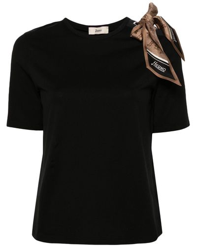 Herno Scarf-detail Crew-neck T-shirt - Black