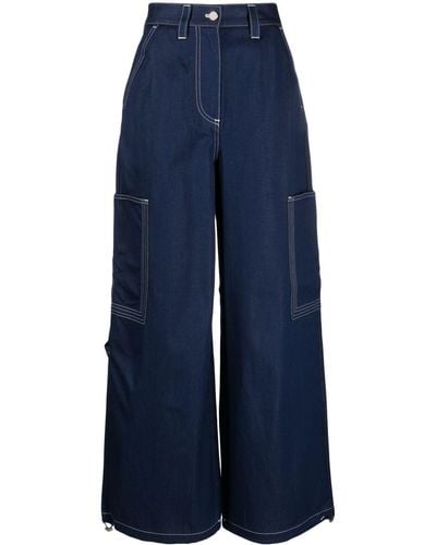 Sunnei Wide-Leg-Jeans mit hohem Bund - Blau