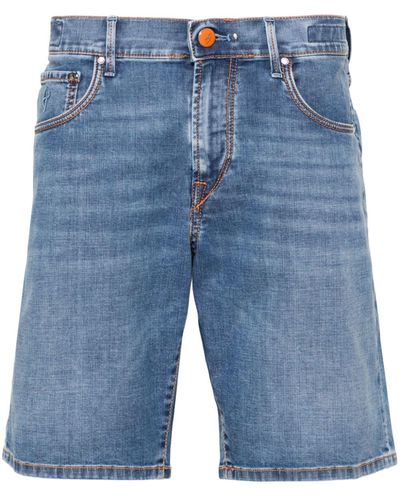 Hand Picked Schmale Poppi Jeans-Shorts - Blau