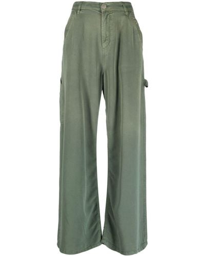 Pinko Oslo Faded-effect Wide-leg Pants - Green