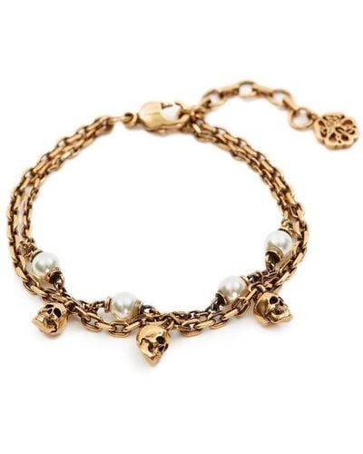 Alexander McQueen Bracelet multi-rangs à perles - Métallisé