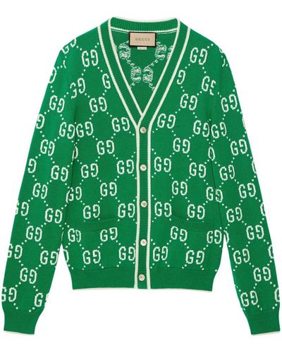 Gucci Baumwollcardigan mit GG-Intarsie - Grün