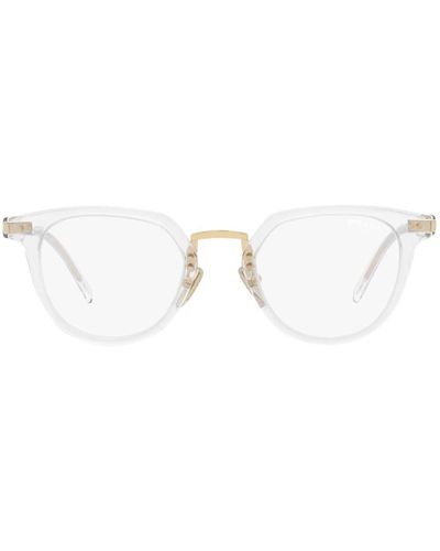 Prada Pr 17ys Mirrored Round-frame Sunglasses - White