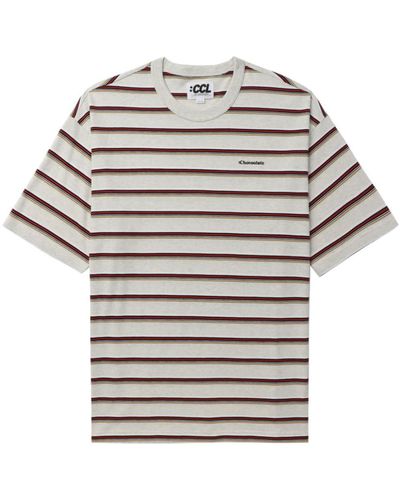 Chocoolate Logo-print Striped Cotton Shirt - Gray