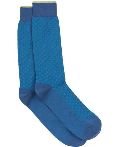 Etro Check-pattern Ribbed Socks - Blue