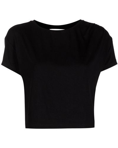 Marchesa Cropped-T-Shirt mit rundem Ausschnitt - Schwarz