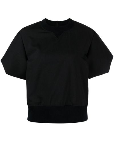 Sacai Puff-sleeve Cotton T-shirt - Black
