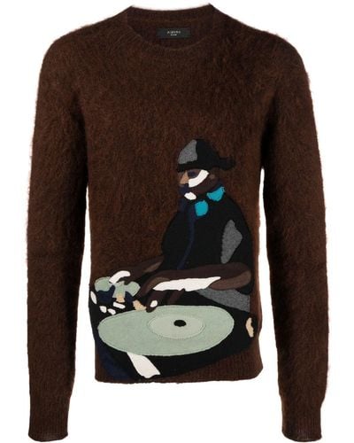 Amiri Turn Table-appliqué Sweater - Brown