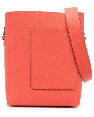 Valextra Mini Leather Bucket Bag - Red